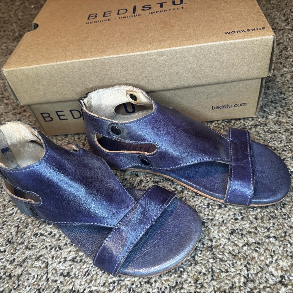 BED|STU Soto blue Leather Sandals 6